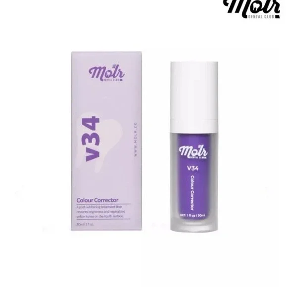 MOLR V34 Colour Corrector Toothpaste Post Whitening Treatment 30ml 1 fl oz - Picture 1 of 5